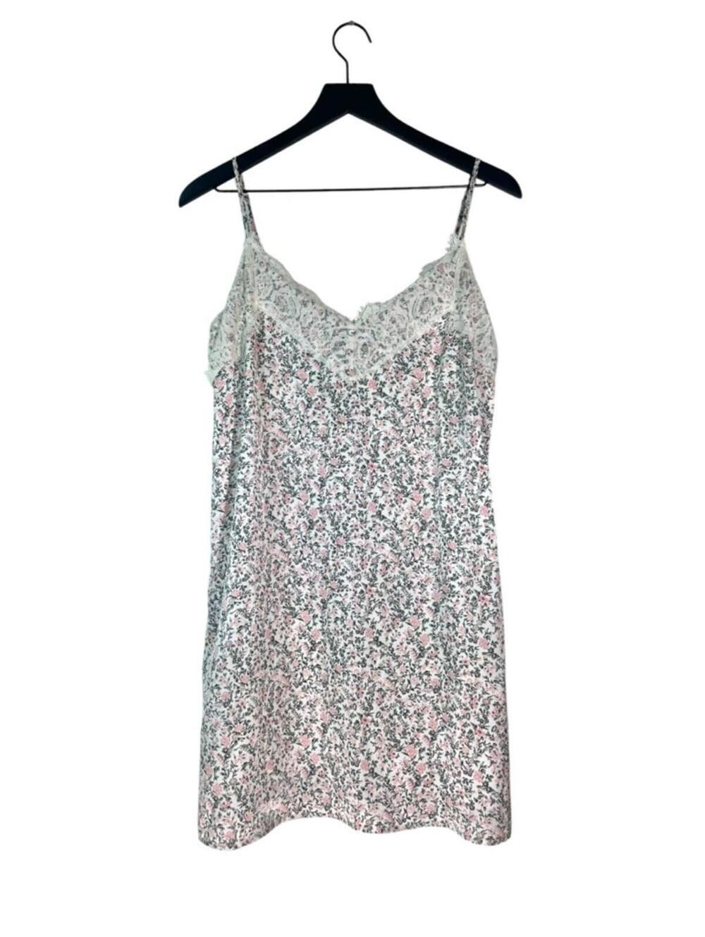 Abercrombie and Fitch White and Pink Floral Slip Mini Dress